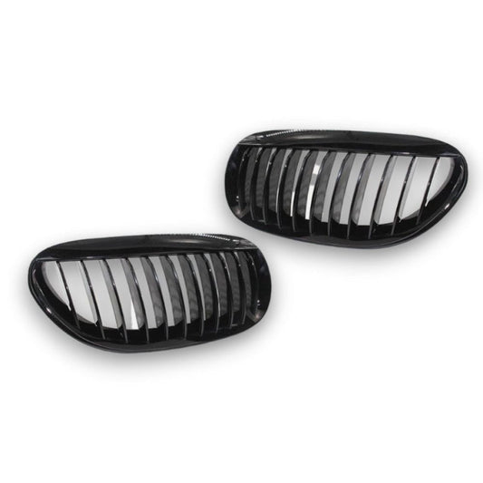 2005-2010 BMW 6-Series/M6 Single Slat Kidney Grilles | E63/E64 Gloss Black Kidney Grilles
