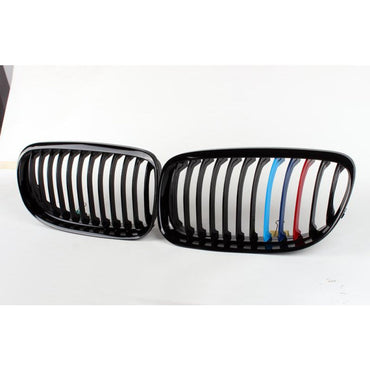 2009-2013 Bmw 3-Series Kidney Grilles | E90/e91/e92/e93 Lci Gloss Black With M Stripe / E90/e91