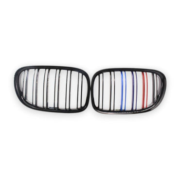 2009-2015 BMW 7-Series Kidney Grilles | F01/F02/F03/F04 Gloss Black with M Stripe Kidney Grilles