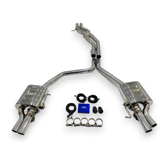 2010 - 2018 Audi A8 Valved Sport Exhaust System | D4 Stainless Steel / Chrome Tips