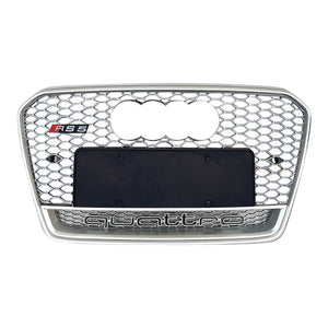 2013-2017 Audi Rs5 Honeycomb Grille With Quattro In Lower Mesh | B8.5 A5/s5 Silver Frame Net Emblem