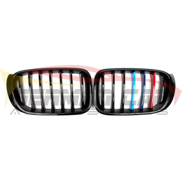 2014-2018 Bmw X3/X4 Single Slat Kidney Grilles | F25/F26 Gloss Black With M Stripe
