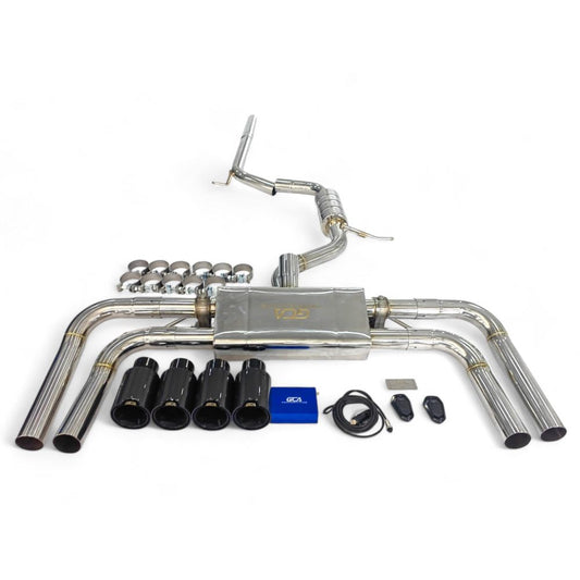 2014-2020 Audi A3 Valved Sport Exhaust System | 8V/8V.5 Stainless Steel / Chrome Tips