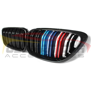 2014-2020 Bmw 2-Series Kidney Grilles | F22/f23 Gloss Black With M Stripe