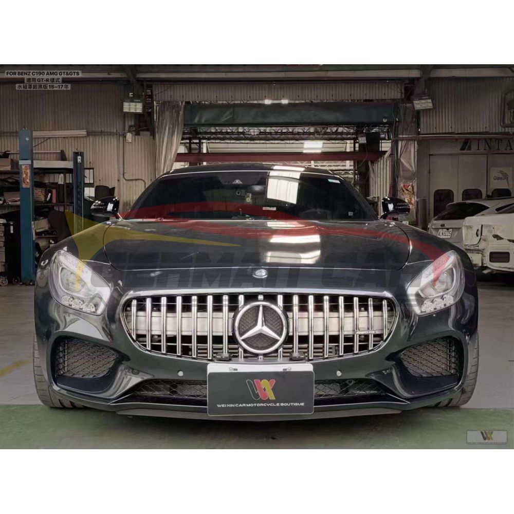 2015-2017 Mercedes-Benz Amg Gt Gtr Style Front Grille | C190 Chrome Silver Grilles