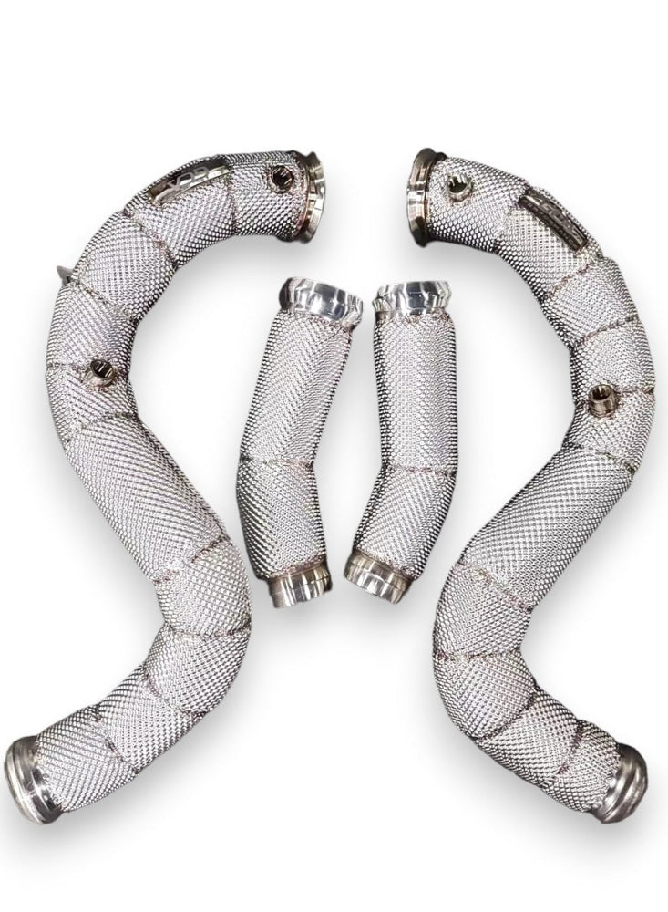 2015-2023 Mercedes C63 Amg Front Race Pipes | W205 Yes Heat Shield / Racing Downpipe (No Cat)