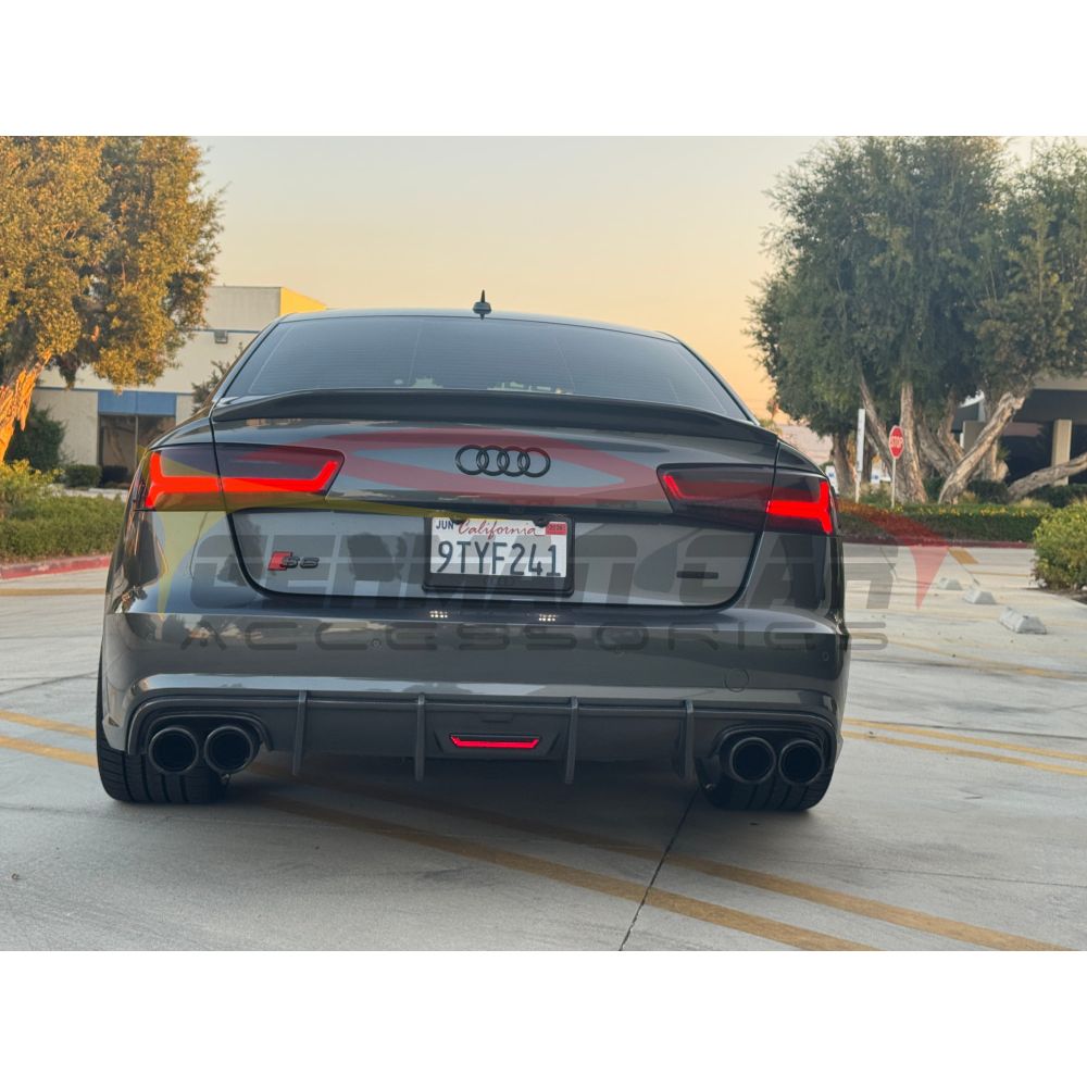 2016-2018 Audi A6/S6 Carbon Fiber Aggressive KB Style Diffuser with LED Brake Light | C7.5 A6/S6 Rear Diffusers