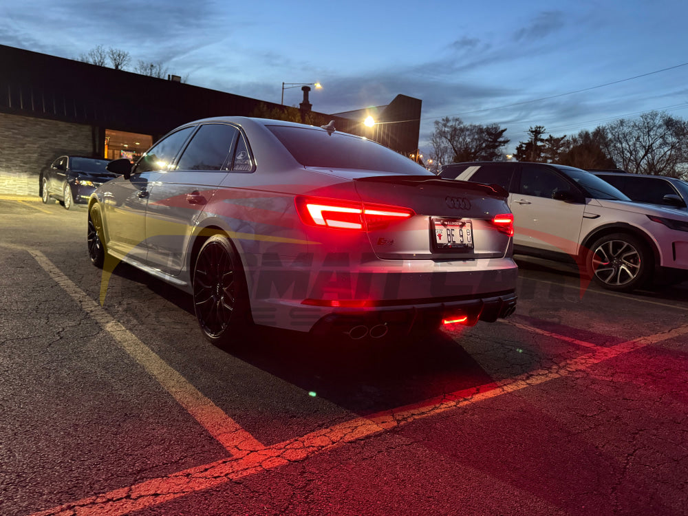 2017-2020 Audi A4/S4 Carbon Fiber Aggressive KB Style Diffuser with LED Brake Light | B9 A4/S4 Rear Diffusers