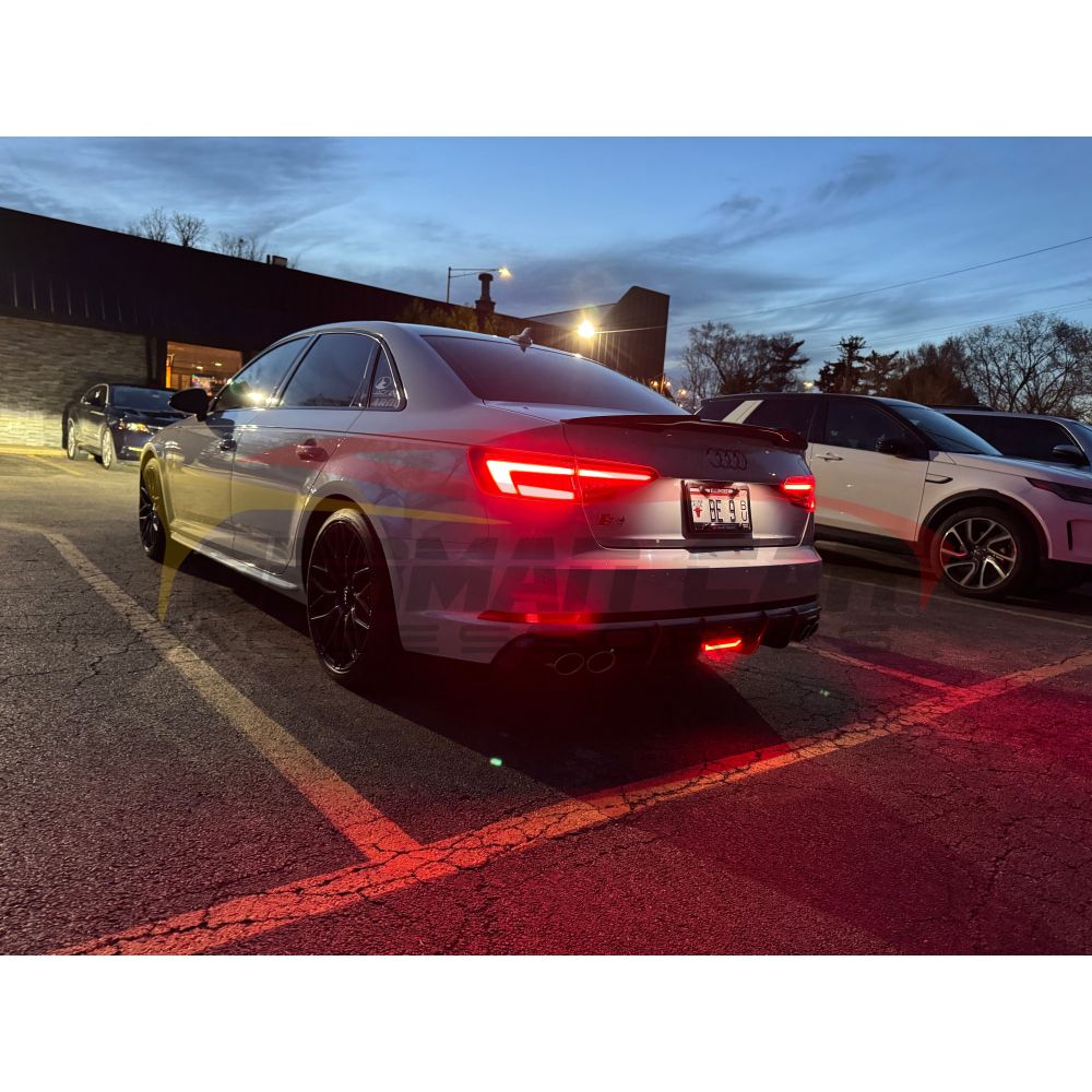 2017-2020 Audi A4/S4 Carbon Fiber Aggressive KB Style Diffuser with LED Brake Light | B9 A4/S4 Rear Diffusers