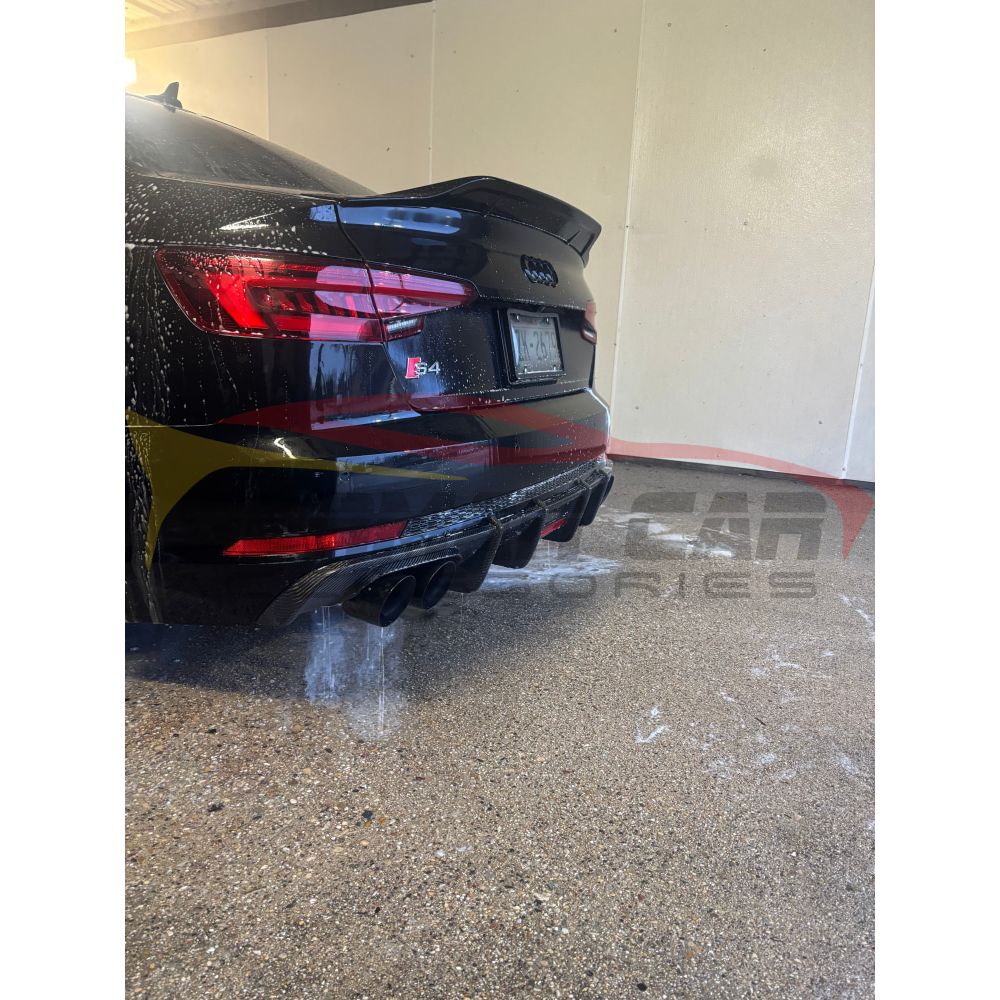 2017-2020 Audi A4/S4 Carbon Fiber Aggressive KB Style Diffuser with LED Brake Light | B9 A4/S4 Rear Diffusers