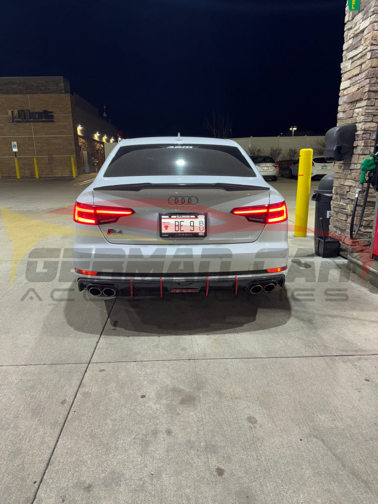 2017-2020 Audi A4/S4 Carbon Fiber Aggressive KB Style Diffuser with LED Brake Light | B9 A4/S4 Rear Diffusers