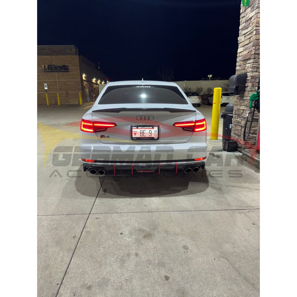 2017-2020 Audi A4/S4 Carbon Fiber Aggressive KB Style Diffuser with LED Brake Light | B9 A4/S4 Rear Diffusers