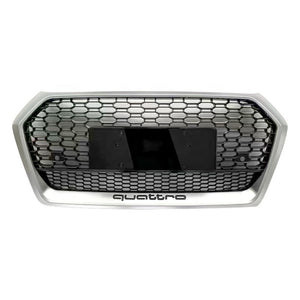 2018+ Audi Rsq5 Honeycomb Grille | B9 Q5/sq5 Silver Frame Black Net No Emblem / Yes Front Camera