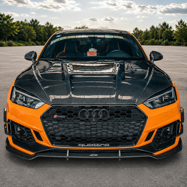 2018-2024 Audi A5/S5/RS5 Glass Engine Cover V3 Carbon Fiber Hood | B9/B9.5