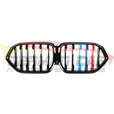 2019+ Bmw X6/X6M Single Slat Kidney Grilles | G06/F96 Gloss Black With M Stripe