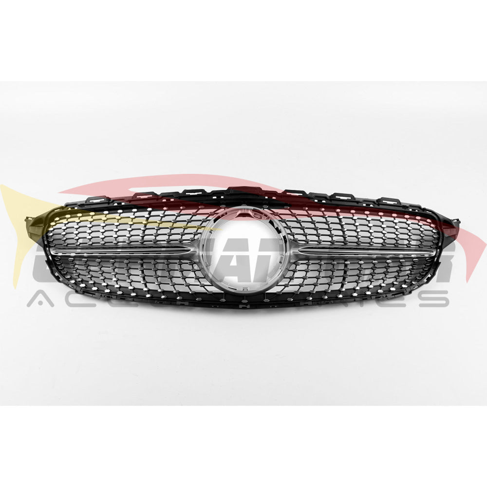 2019+ Mercedes-Benz C-Class Diamond Style Front Grille | W205 Chrome Silver / Yes Camera Mercedes