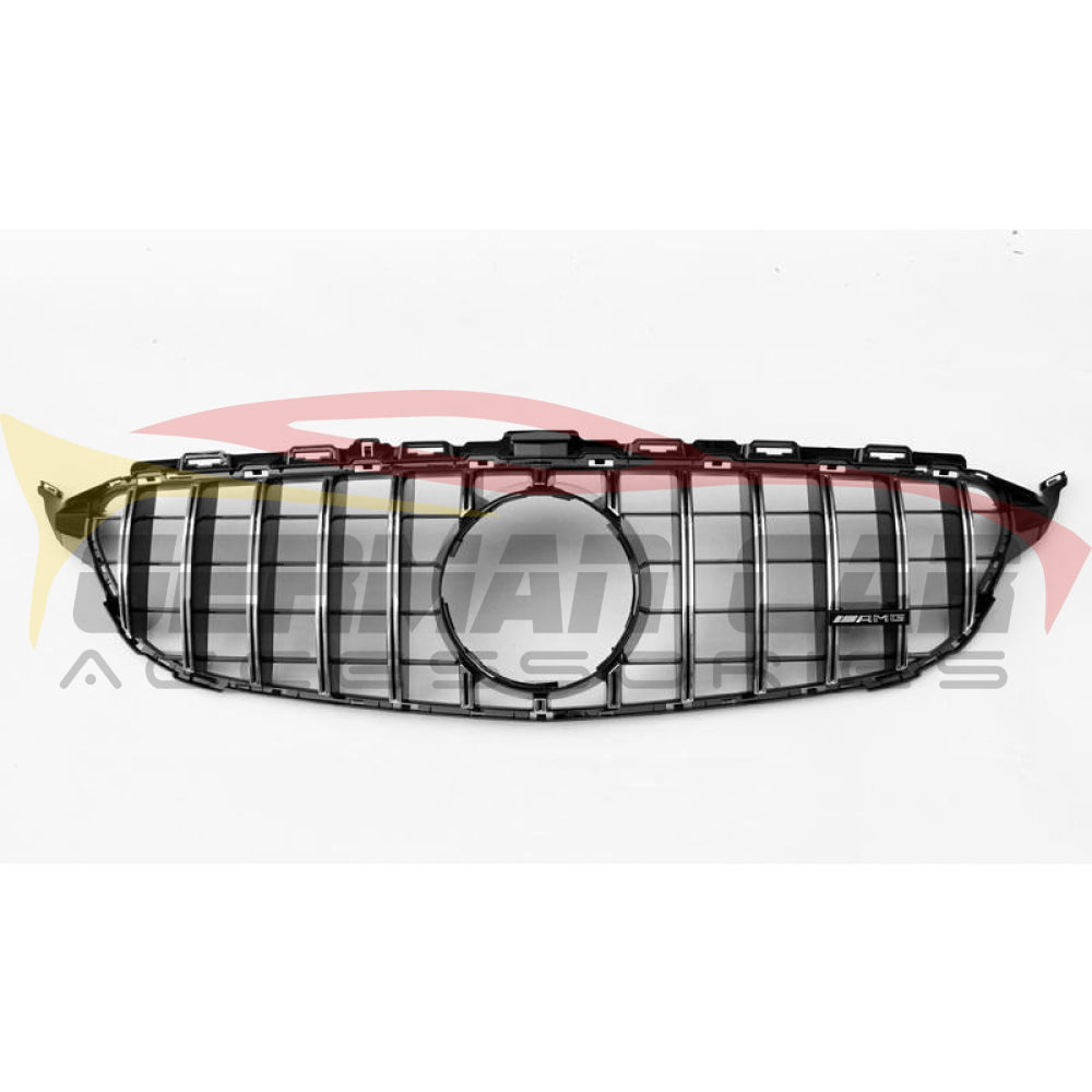 2019+ Mercedes-Benz C-Class Gtr Style Front Grille | W205 Chrome Silver / Yes Camera Mercedes Emblem