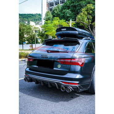 2019+ Audi A6 Allroad Carbon Fiber KB Style Diffuser with LED Brake Light | C8 A6 Allroad - Rear Diffusers