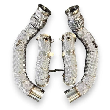 2019 + Bmw M8 Downpipes | F91/F92/F93 Yes Heat Shield / Racing Downpipe (No Cat) Front Race Pipes