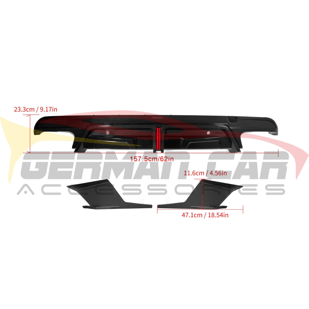 2019 + BMW X5M Carbon Fiber 3 Piece Rear Diffuser with Brake Light | F95 Rear Diffusers