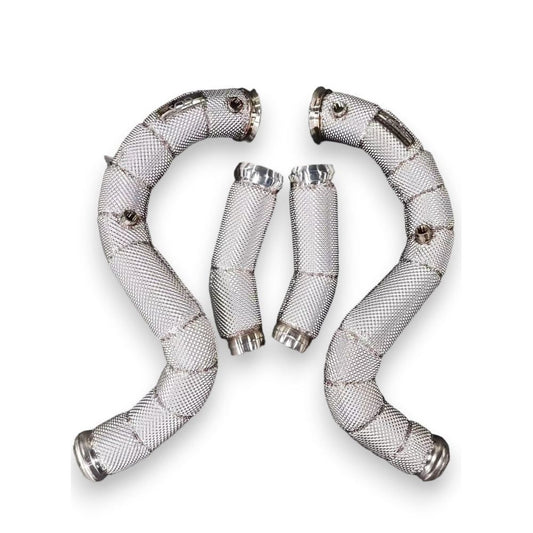 2015-2023 Mercedes C63 Amg Front Race Pipes | W205 Yes Heat Shield / Racing Downpipe (No Cat)