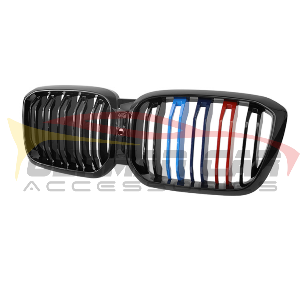 2022+ Bmw X3/x3M/x4/x4M Dual Slat Kidney Grilles | G01/f97/g02/f98 Lci Gloss Black With M Stripe /