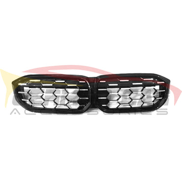 2023+ Bmw 3-Series Diamond Kidney Grilles | G20 Gloss Black With Chrome Lines