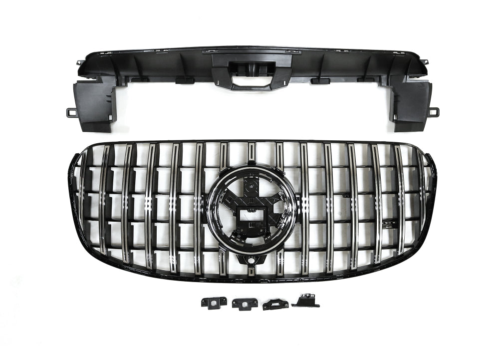 2024 + Mercedes-Benz Gls Gtr Style Front Grille | W167 Chrome Silver Grilles