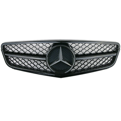 2008-2014 Mercedes-Benz C-Class Amg Style Front Grille | W204 Gloss Black Frame Middle / Mercedes
