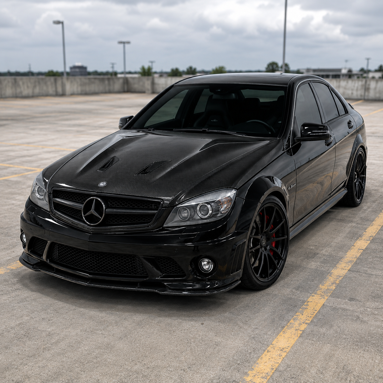 2008-2011 Mercedes C63 AMG A Style Carbon Fiber Hood | W204/C204