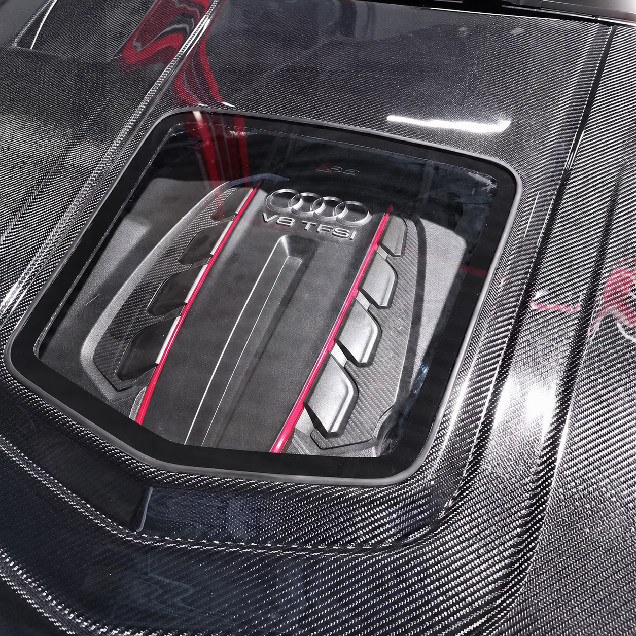 2012-2018 Audi A7/S7/RS7 Glass Engine Cover Style Carbon Fiber Hood | C7/C7.5