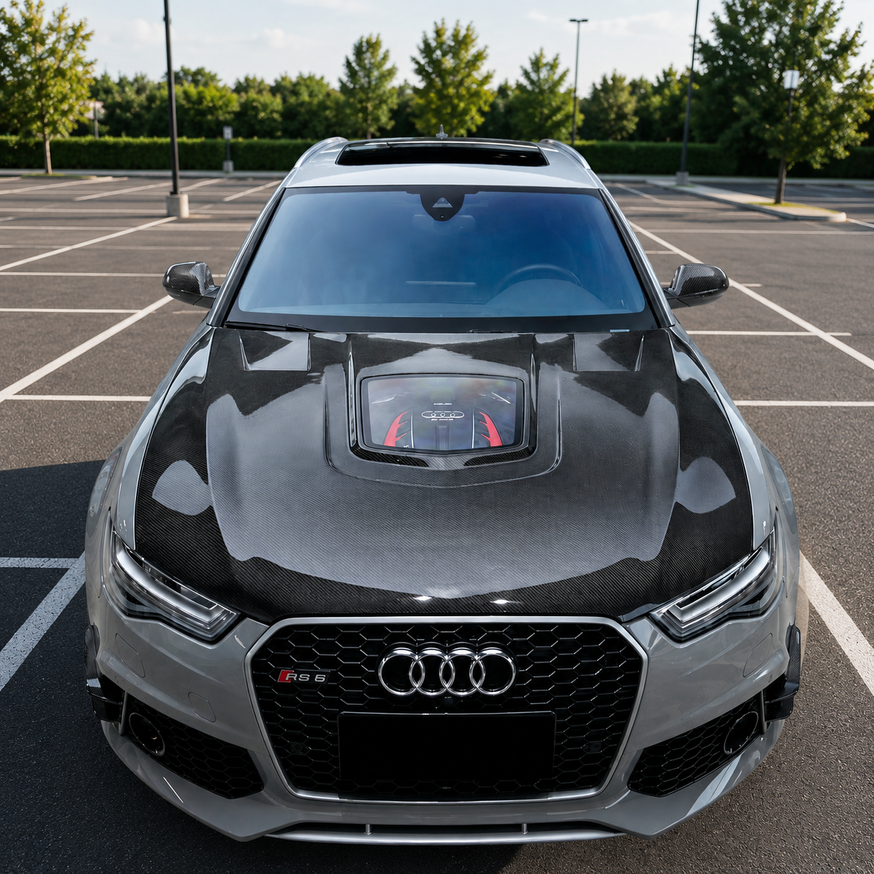 2012-2018 Audi A6/S6/RS6 Glass Engine Cover Carbon Fiber Hood | C7/C7.5