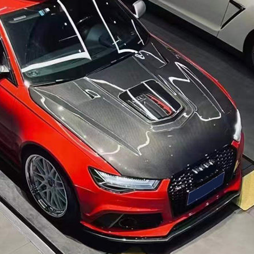 2012-2018 Audi A6/S6/RS6 Glass Engine Cover Carbon Fiber Hood | C7/C7.5