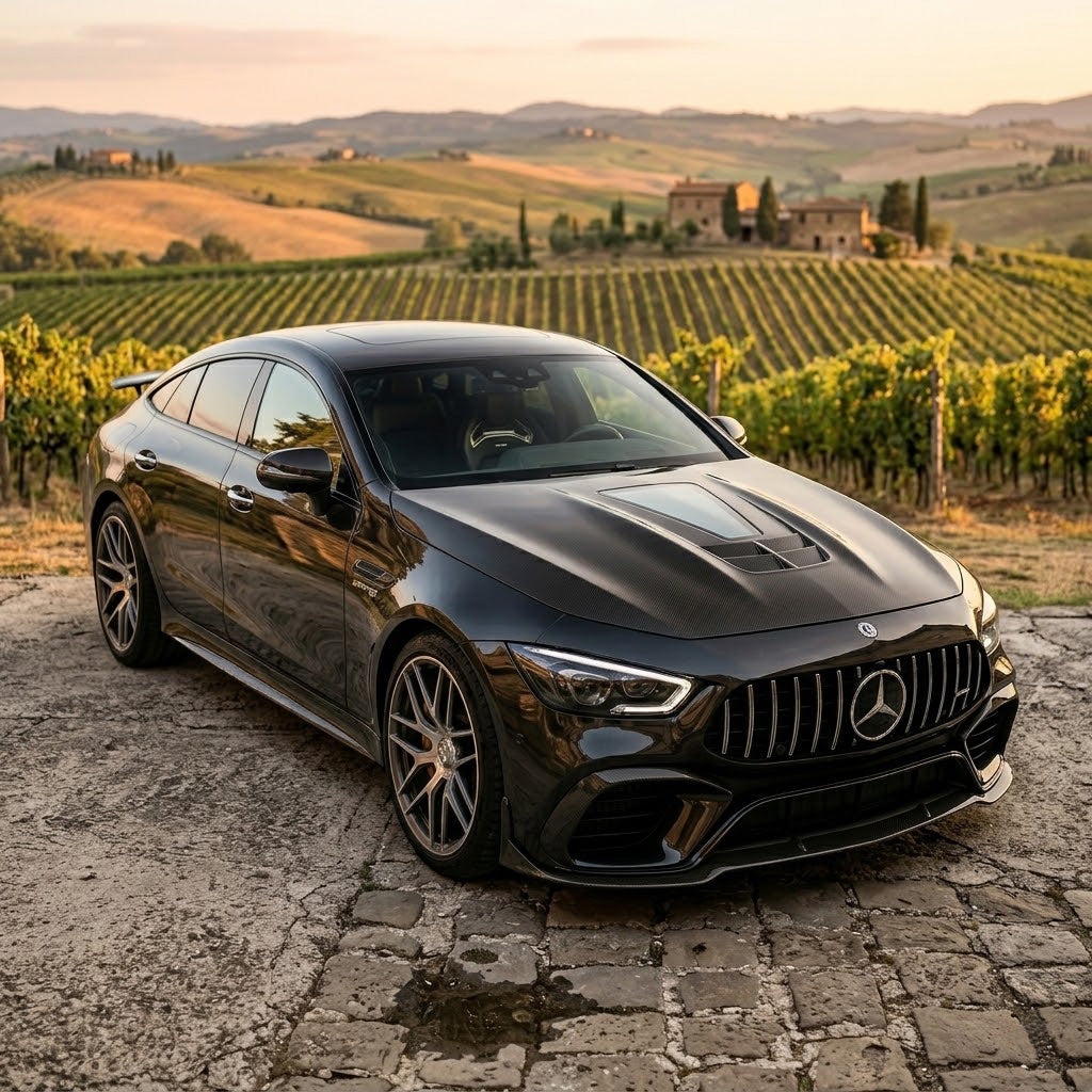 2019-2024 Mercedes GT43/GT53/GT63 AMG Glass Engine Cover Carbon Fiber Hood | X290