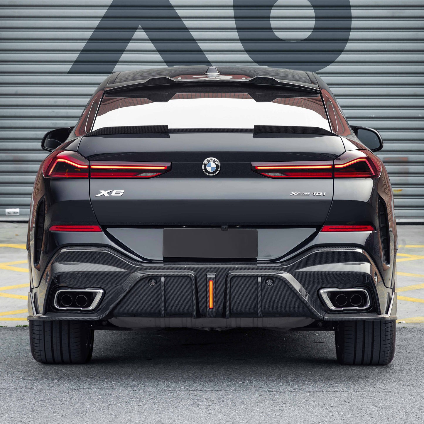 2019+ BMW X6 3 Piece Carbon Fiber Rear Diffuser with LED Brake Light | G06