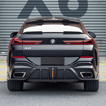 2019+ BMW X6 3 Piece Carbon Fiber Rear Diffuser with LED Brake Light | G06