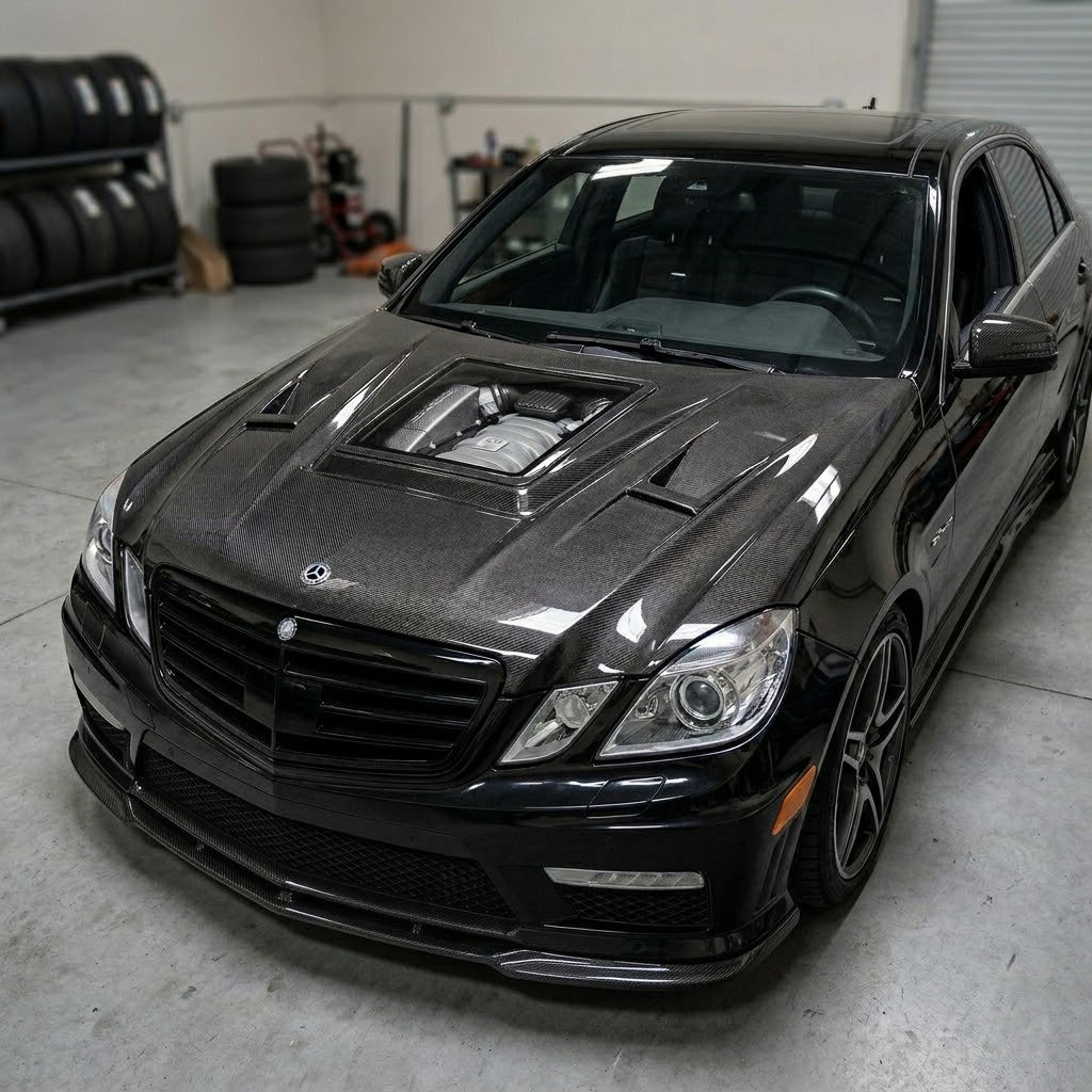 2014-2016 Mercedes E-Class/E63 AMG Glass Engine Cover Carbon Fiber Hood | W212/S212