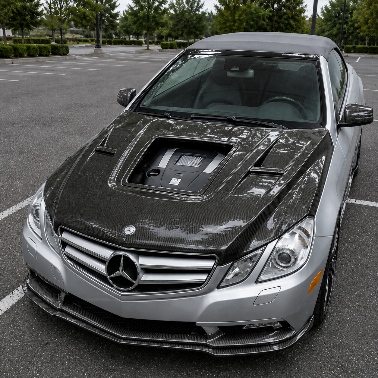 2010-2013 Mercedes E-Class Glass Engine Cover Carbon Fiber Hood | W207/A207/C207