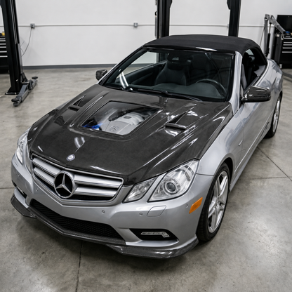 2010-2013 Mercedes E-Class Glass Engine Cover Carbon Fiber Hood | W207/A207/C207
