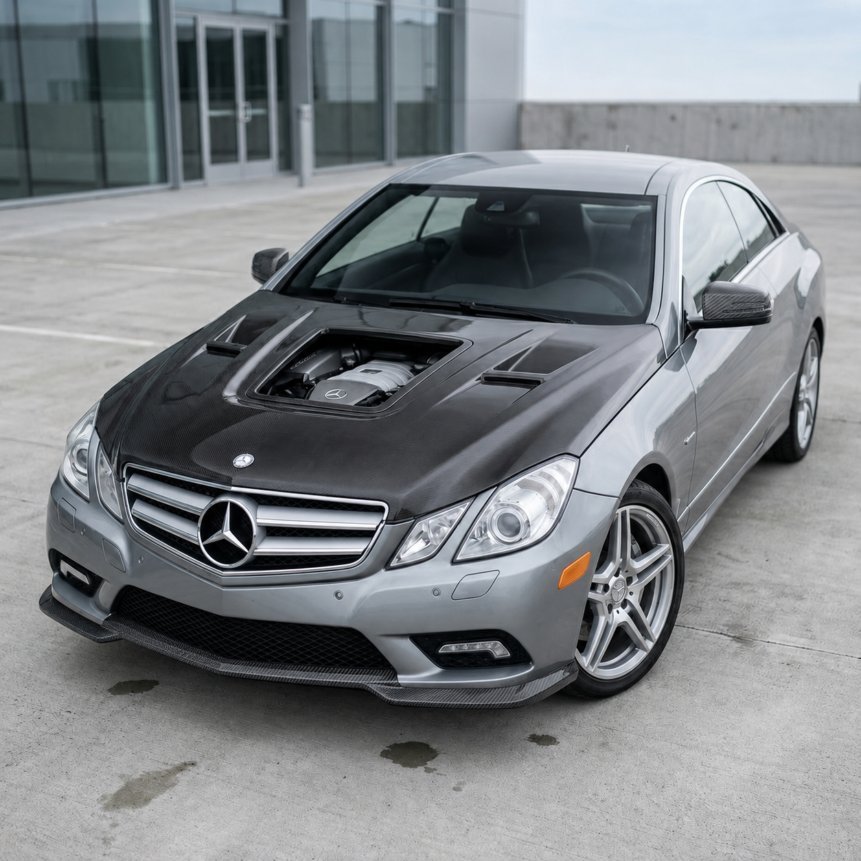 2010-2013 Mercedes E-Class Glass Engine Cover Carbon Fiber Hood | W207/A207/C207
