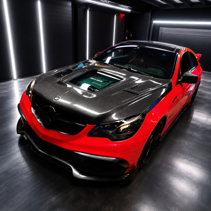 2014-2017 Mercedes E-Class Glass Engine Cover Carbon Fiber Hood | W207/A207/C207