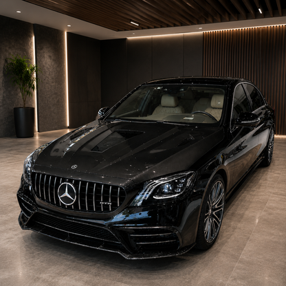 2014-2020 Mercedes S-Class/S63/S65 AMG Glass Engine Cover Carbon Fiber Hood | W222