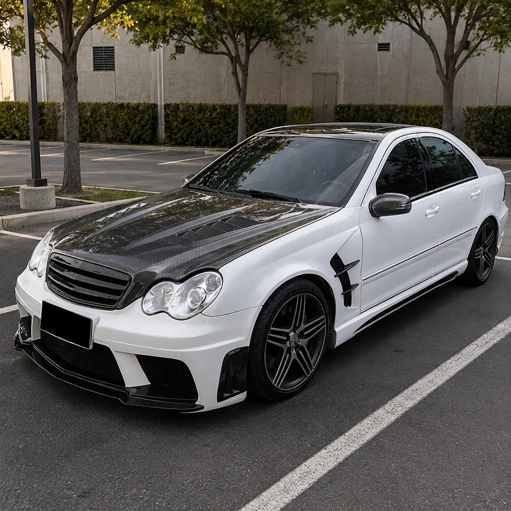 2001-2007 Mercedes-Benz C-Class V Style Carbon Fiber Hood | W203/S203
