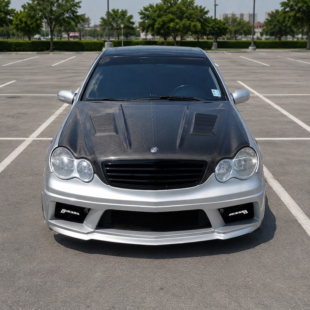 2001-2007 Mercedes-Benz C-Class V Style Carbon Fiber Hood | W203/S203