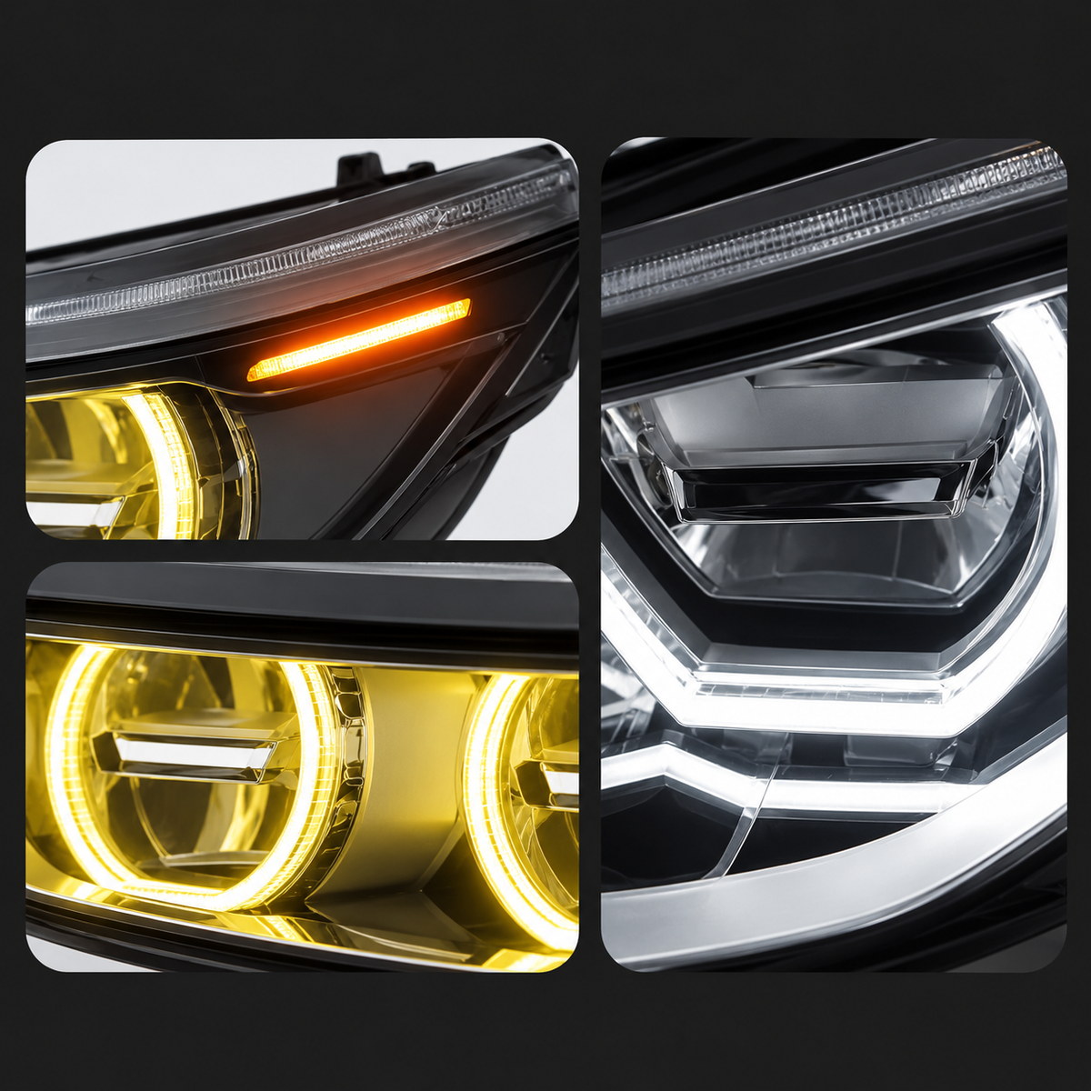 2004-2010 BMW 5-Series/M5 Yellow-White DRL Ikon Style LED Headlights | E60/E61