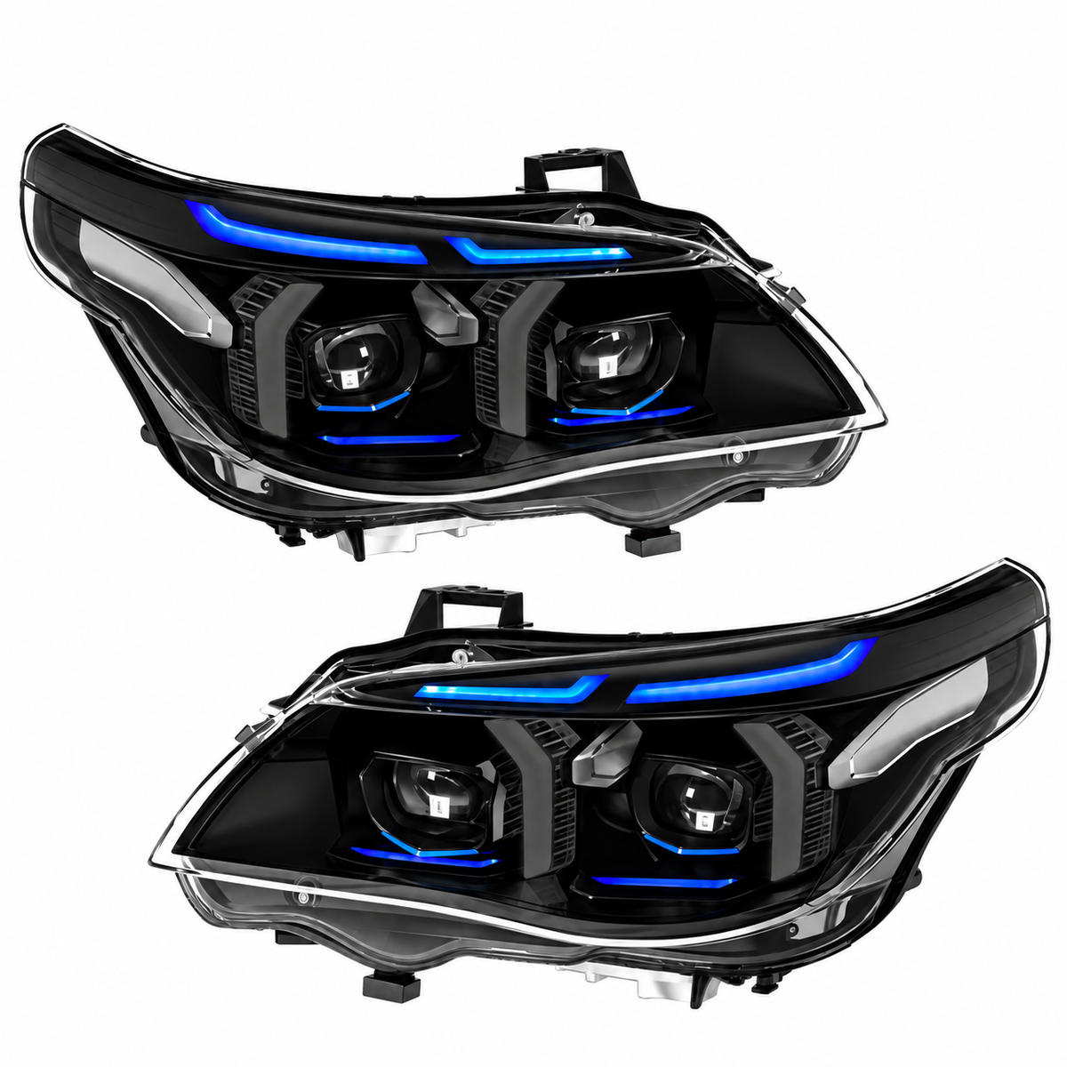 2004-2010 BMW 5-Series/M5 Yellow-White DRL Laser Snake Eye Style LED Headlights | E60/E61