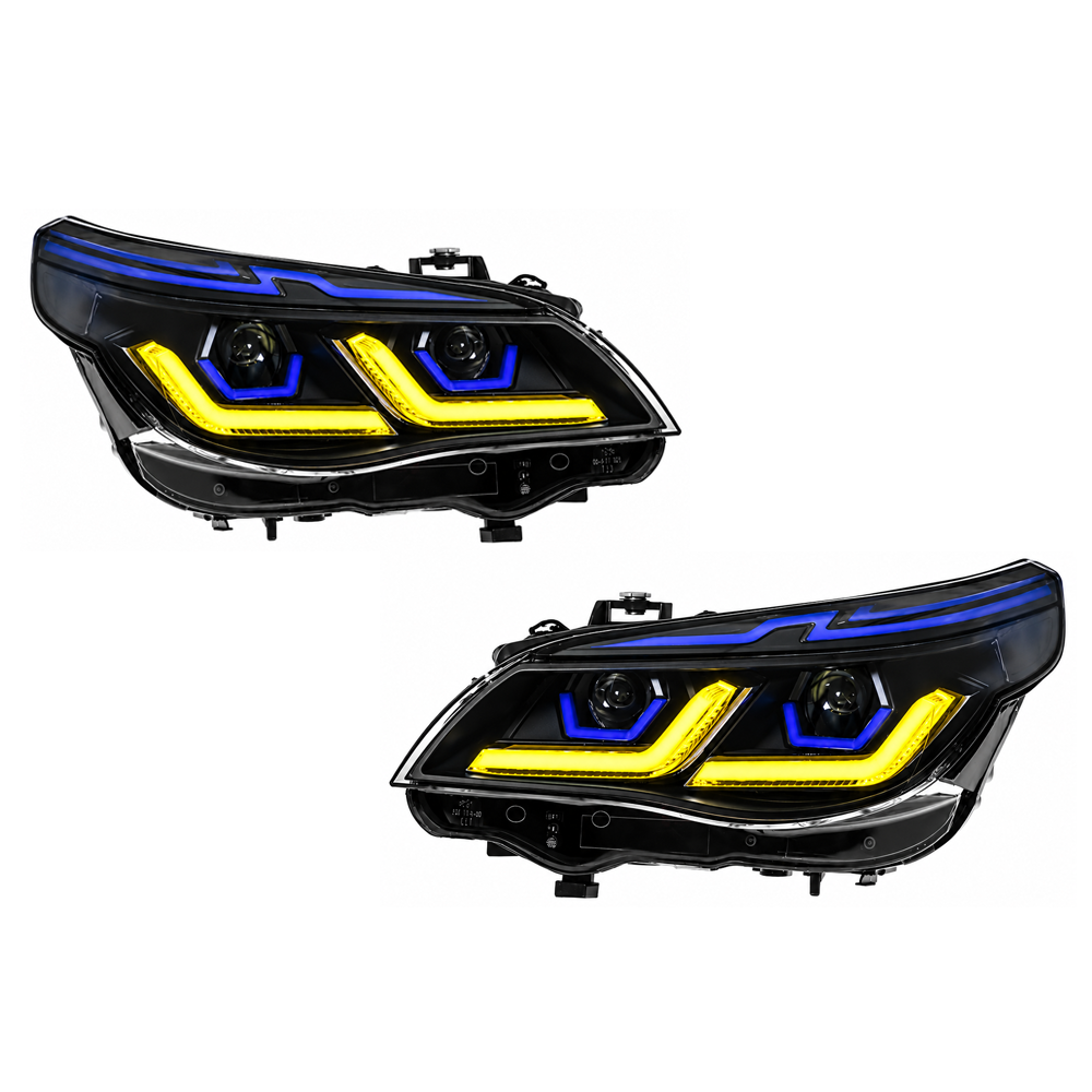 2004-2010 BMW 5-Series/M5 Yellow DRL Laser Ikon Style LED Headlights | E60/E61