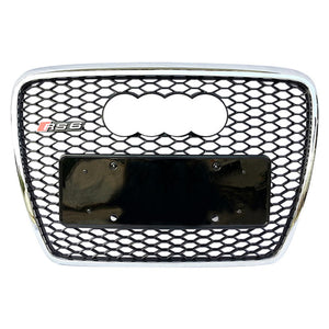 2005-2011 Audi Rs6 Honeycomb Grille | C6 A6/s6 Chrome Silver Frame Black Net With Emblem /