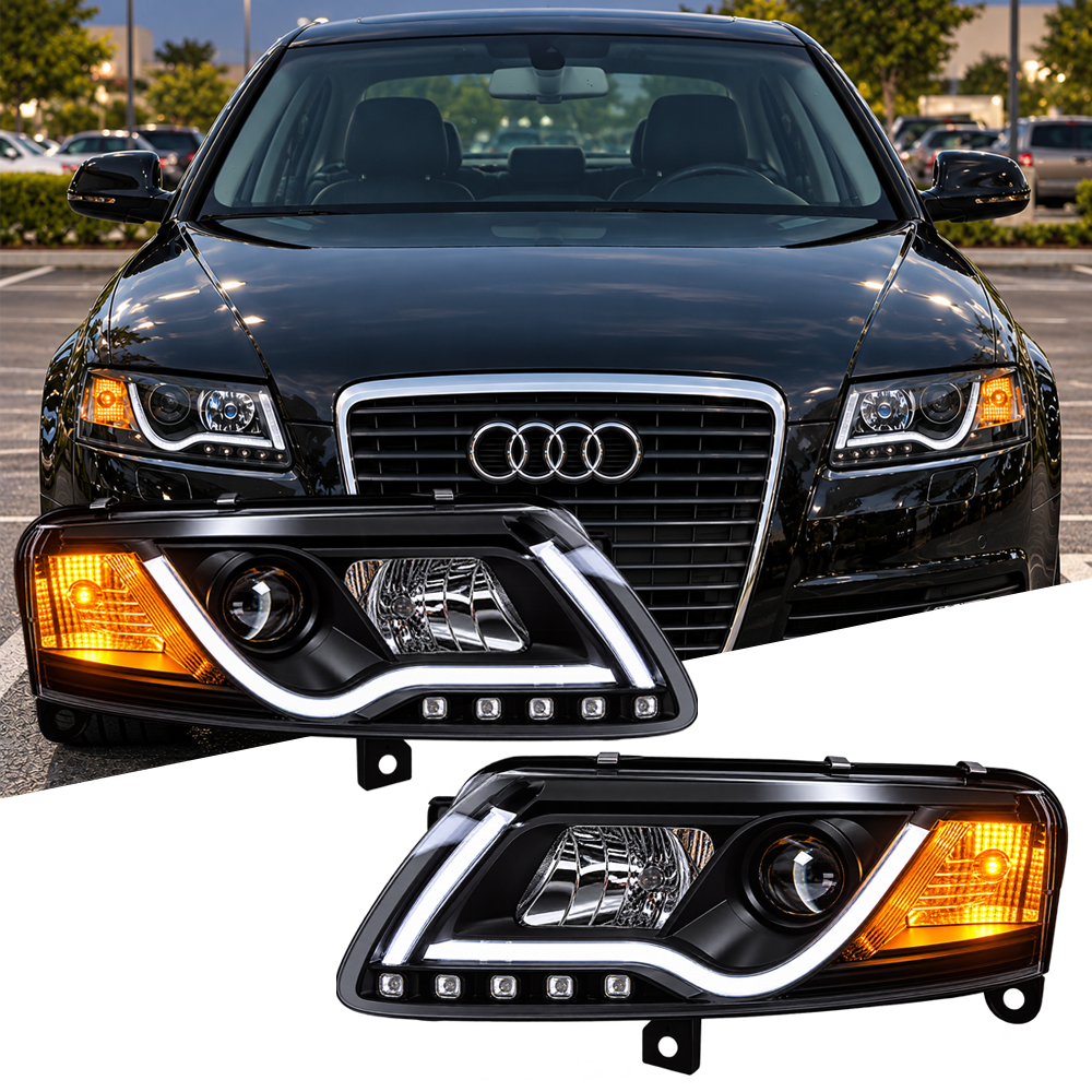2005-2011 Audi A6/S6 LED DRL Tube Projector Headlights | C6