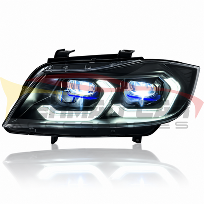 2005-2012 BMW 3-Series/M3 Yellow-White DRL Ikon Style LED Headlights | E90/E91 - Headlights